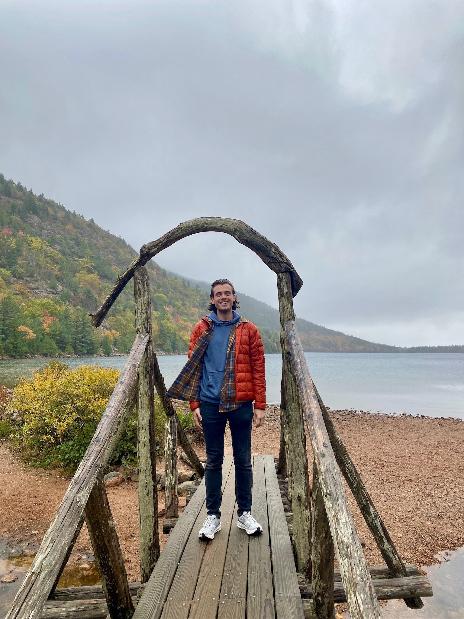 Benjamin posing on a bridge in Acadia, ME